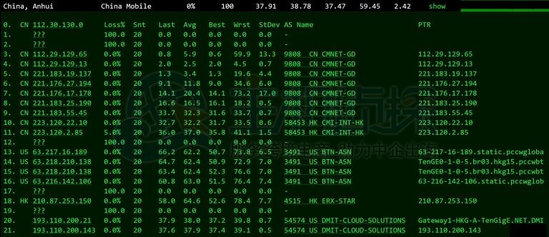 国内安徽移动去香港
